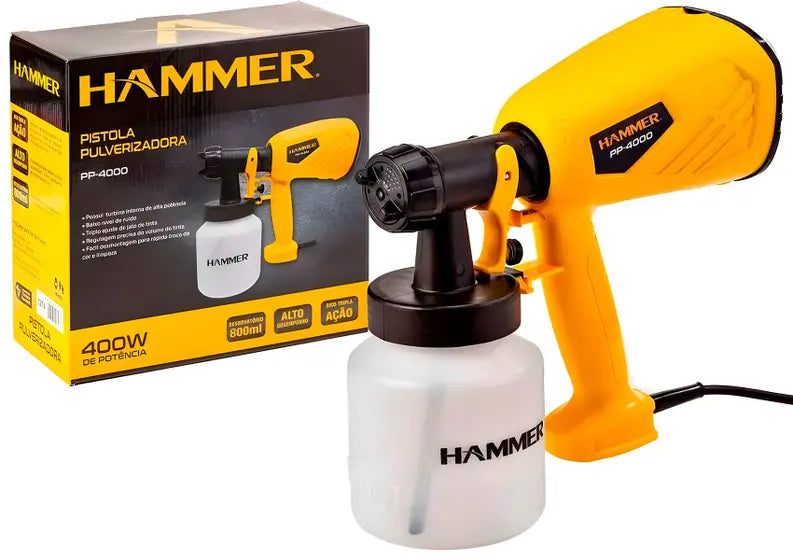 Pistola Pintura Pulverizadora Tinta Com Bico Tripla Ação 110V - Hammer